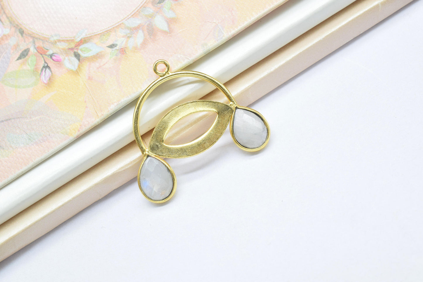 Moonstone Teardrop Pendant/Dua Stone Charms/Moonstone Faceted Cut Gemstone/Jewellery Essentials/Handmade Items/Charms & Pendants/Single Bail