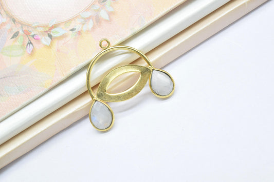 Moonstone Teardrop Pendant/Dua Stone Charms/Moonstone Faceted Cut Gemstone/Jewellery Essentials/Handmade Items/Charms & Pendants/Single Bail