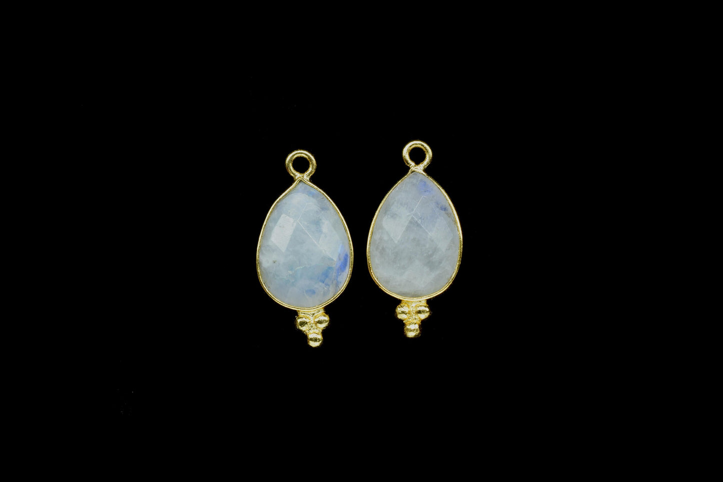 Rainbow Moonstone 10x14mm Pear Shape Connector,Moonstone Gold Plated Bezel Jewelry Making Charm,Moonstone Teardrop Single Bail Pendant,Gift