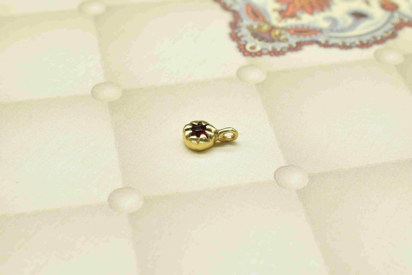 Garnet Gold Plating Single Bail Jewellery,Garnet October Birthstone Necklace Connectors,Garnet Gemstone 5mm Round Shape Pendant Jewelry,Gift