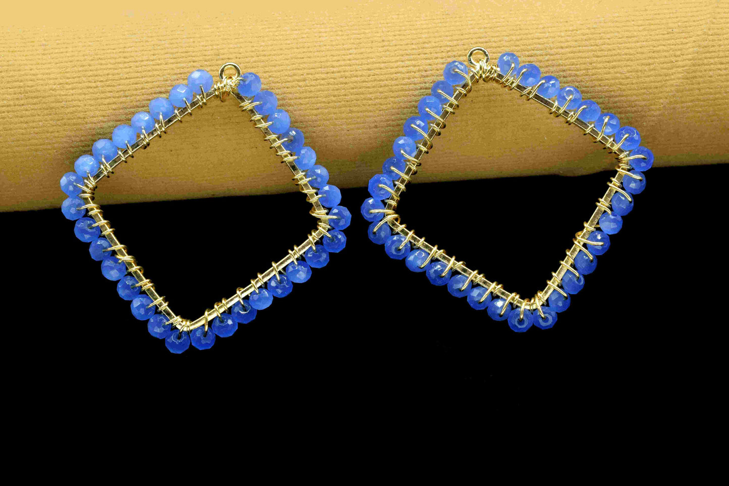 Aqua Quartz Wire Wrapped Dangle Connector, Gemstone Component, Finding Necklace Component Jewelry, Beaded Link Connector, Handmade Component