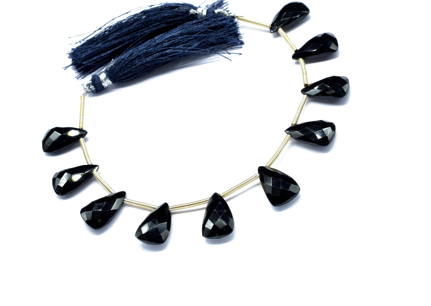 Black Onyx Triangle Shape Briolettes, Fancy Shape Briolette,Black Onyx Jewelry Supplies,Faceted Trillian Briolette,Black Onyx Gemstone Beads