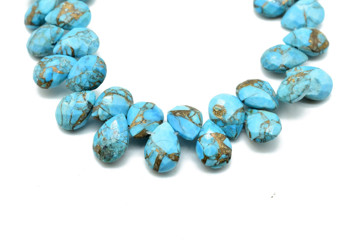 Copper Turquoise Teardrop 7x10mm Briolettes,Turquoise side drilled Briolette,Turquoise Handmade Briolette,Turquoise Teardop briolettes,jewel