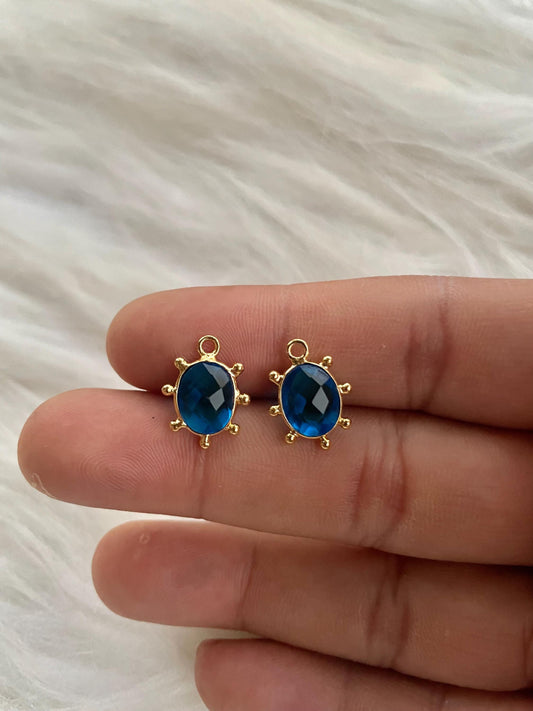 Blue Topaz Quartz 8x10mm oval Shape Pendant Jewelry,blue Topaz Gold Plated Single Bail Connector jewelry,Topaz Gemstone Teardrop Charms