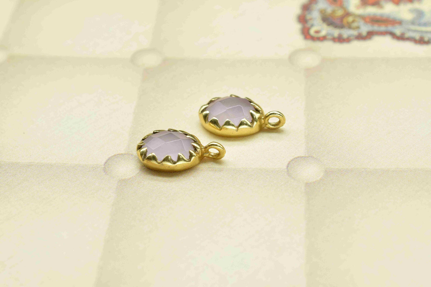 Rose Quartz Prong Bezel Pendant,,Single bail connector,Rose Quartz Pendant,Handmade Gemstone Bezel Link,Tiny Pink Quartz Bezel Connector