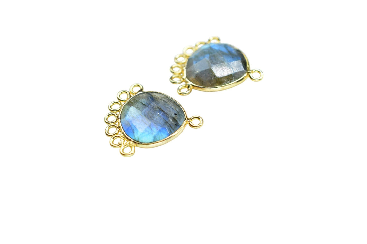 Labradorite 14mm Heart Bezel Charm/Charms Connector/Handmade Jewellery Connectors/Gemstone Brass Component/Women Jewelry/B'day Gift