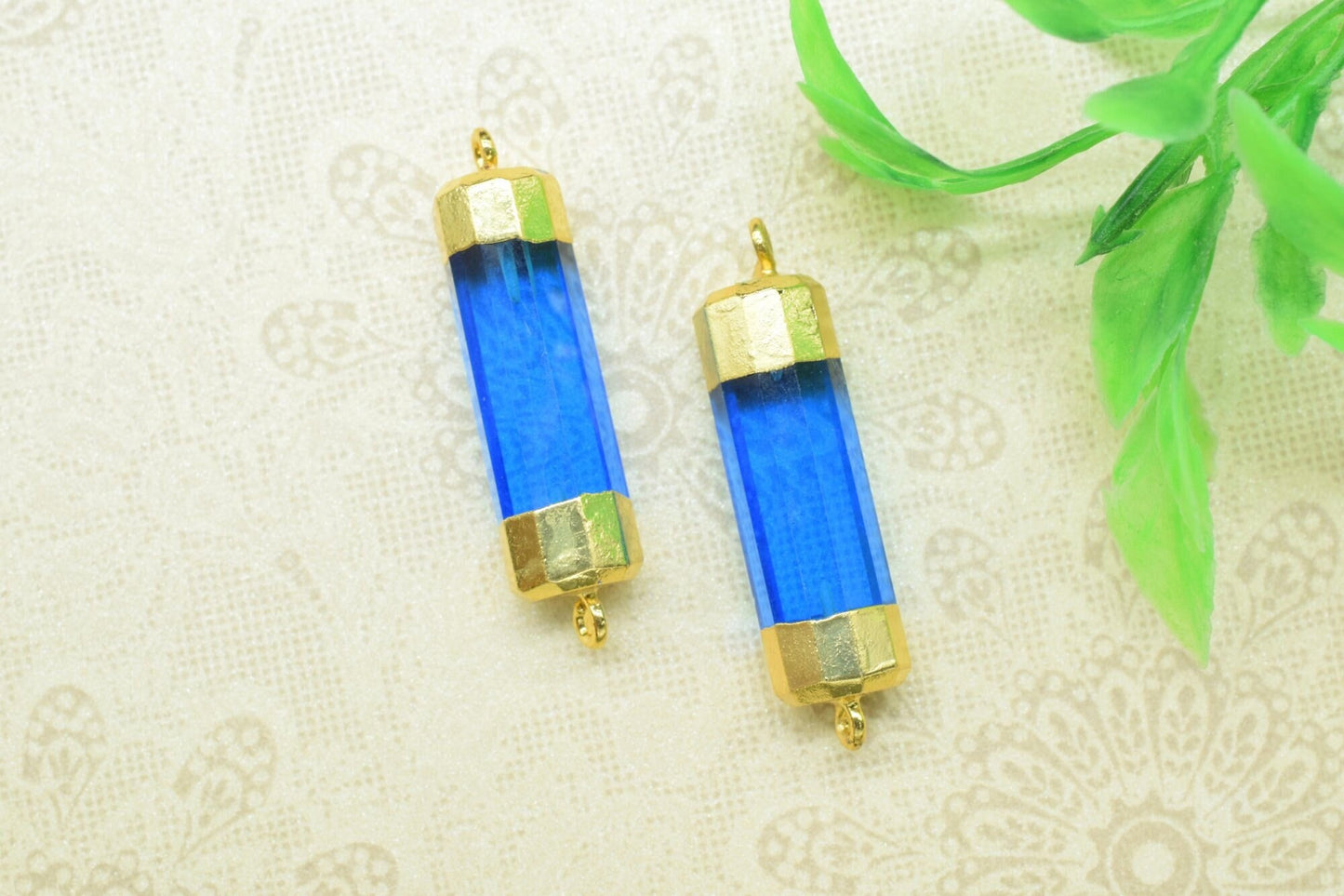 Blue Topaz Pointed Pendants,Gemstone Blue Topaz Jewelry Making Supply,Double Bail Point Connectors,Pencil Pendant,Handmade Pencil Charms