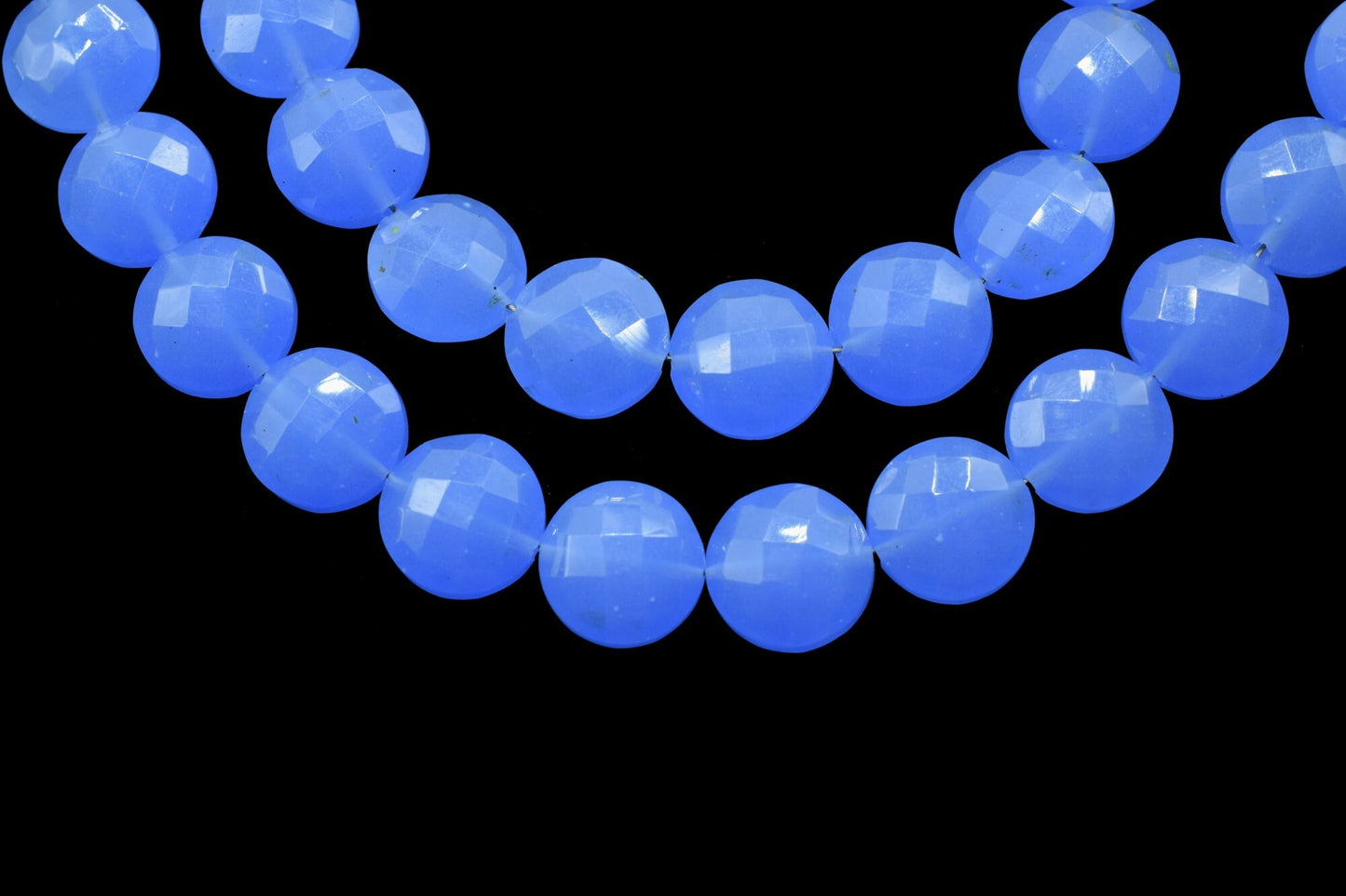 BLUE chalcedony 10mm Faceted Round (COIN ) briolette gemstone,Faceted Coin Briolette Loose Fancy Beads,Natural Chalcedony Semi Precious Bead
