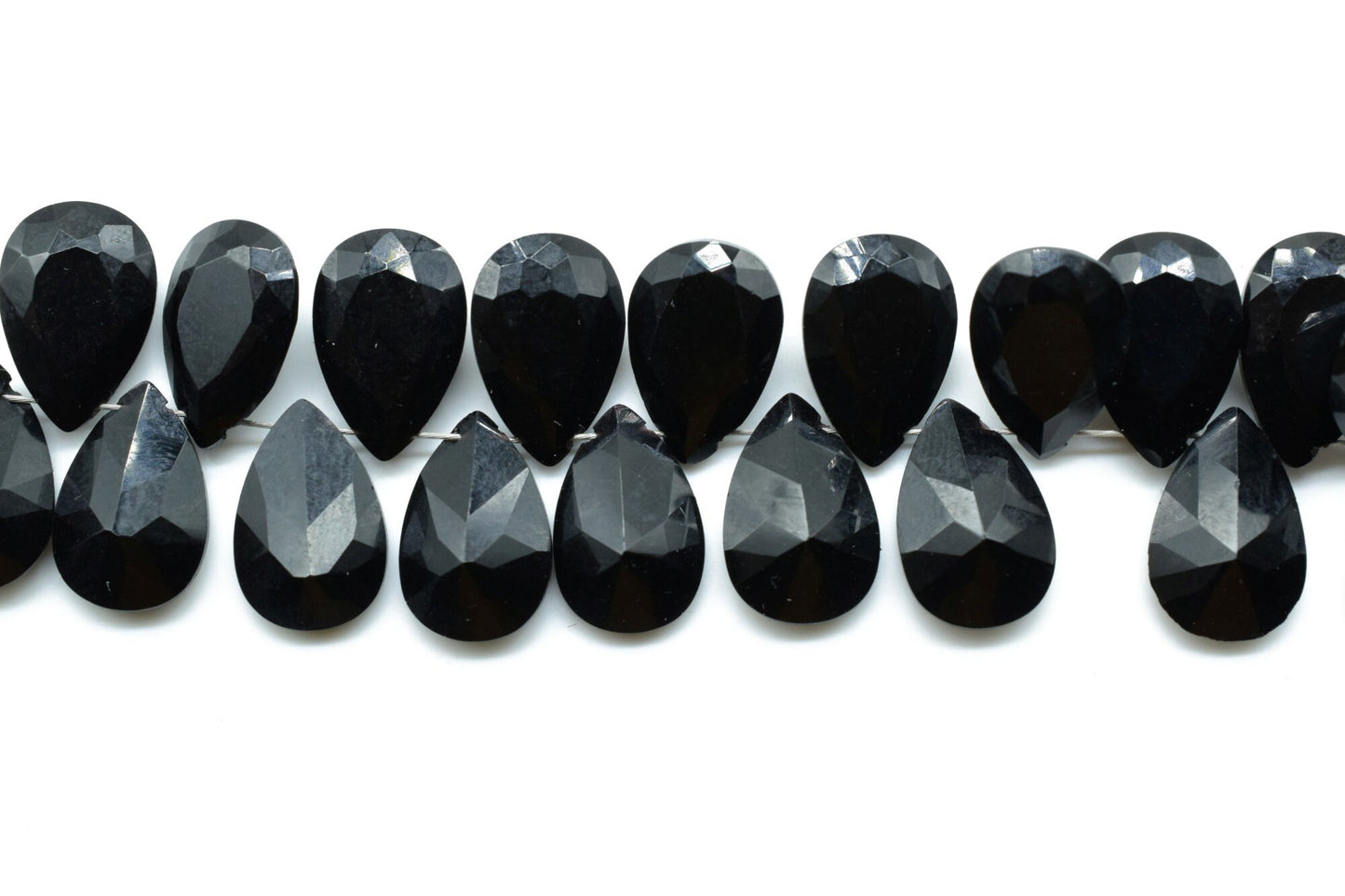 Black Onyx 8x12mm pear shape faceted Briolettes,Black Onyx 8x12mm Teardrop Beads,Black Gemstone Briolettes,Black Onyx jewelry bead,Onyx bead