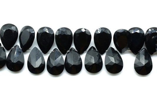 Black Onyx 8x12mm pear shape faceted Briolettes,Black Onyx 8x12mm Teardrop Beads,Black Gemstone Briolettes,Black Onyx jewelry bead,Onyx bead