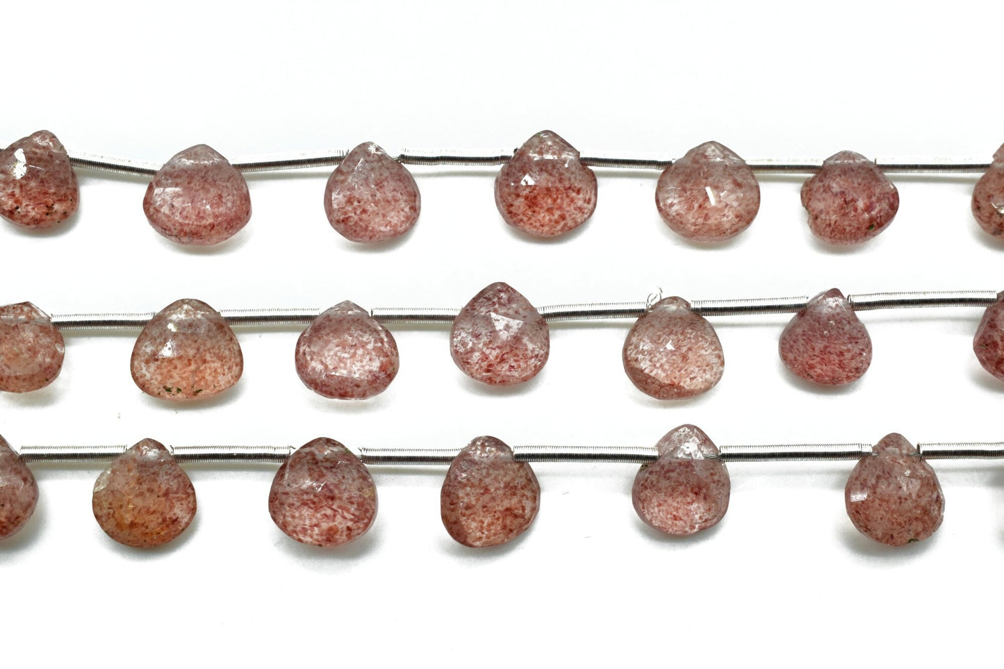 AAA Quality Strawberry Quartz Beads,Strawberry Quartz Briolettes,Faceted Pear Briolette,Beads Sparkly Full 6" Strand,,Wholesale briolettes,