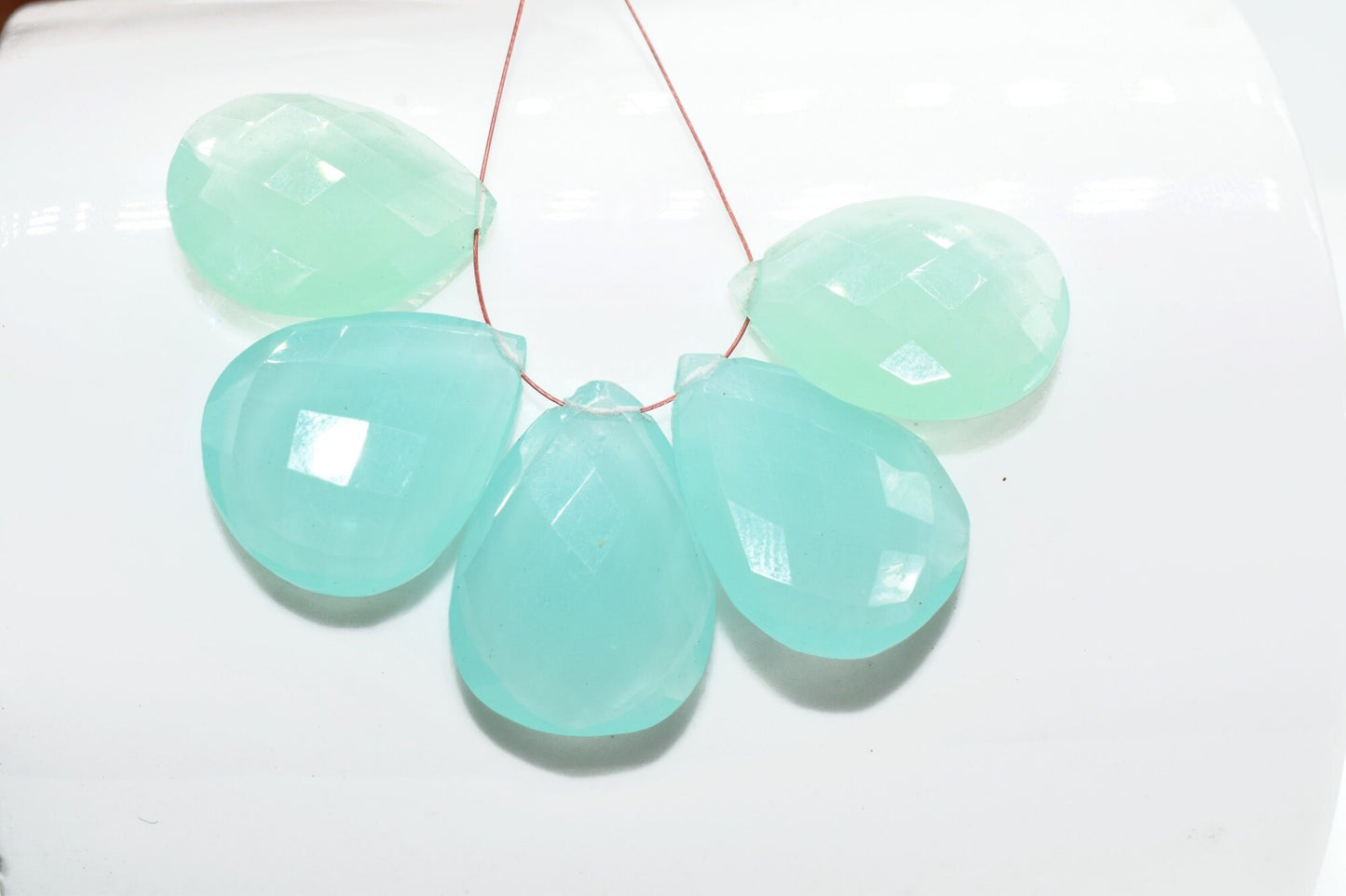 Aqua Chalcedony Drop briolettes,Side drilled Briolette,Chalcedony Pear Shaped Faceted Briolettes,Aqua Chalcedony fancy briolettes,jewelry