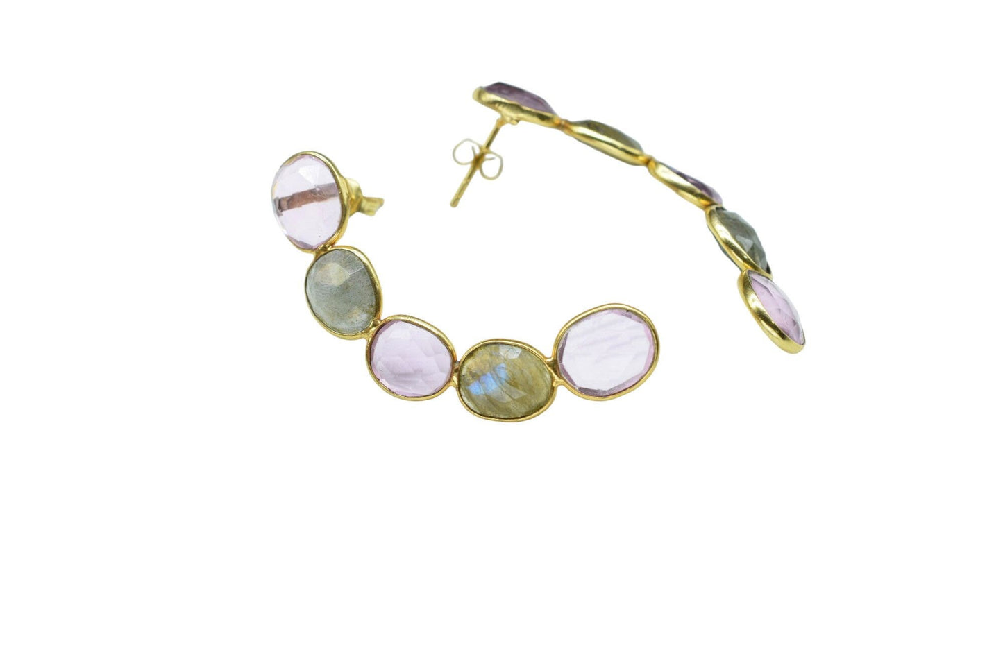 Pink Amethyst Earring/Bridal Jewelry/Handmade Earring/Gemstone Earring/Gold Plated Earring/Labradorite Earring/Labradorite Jewelry/Gift