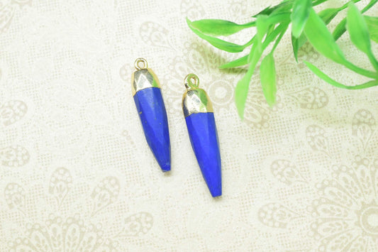 Lapis Lazuli Pencil Connector,spike Pendant necklace Jewelry Making Supply,Gemstone Single Bail Pendant,Handmade Faceted Spike Pointed Charm