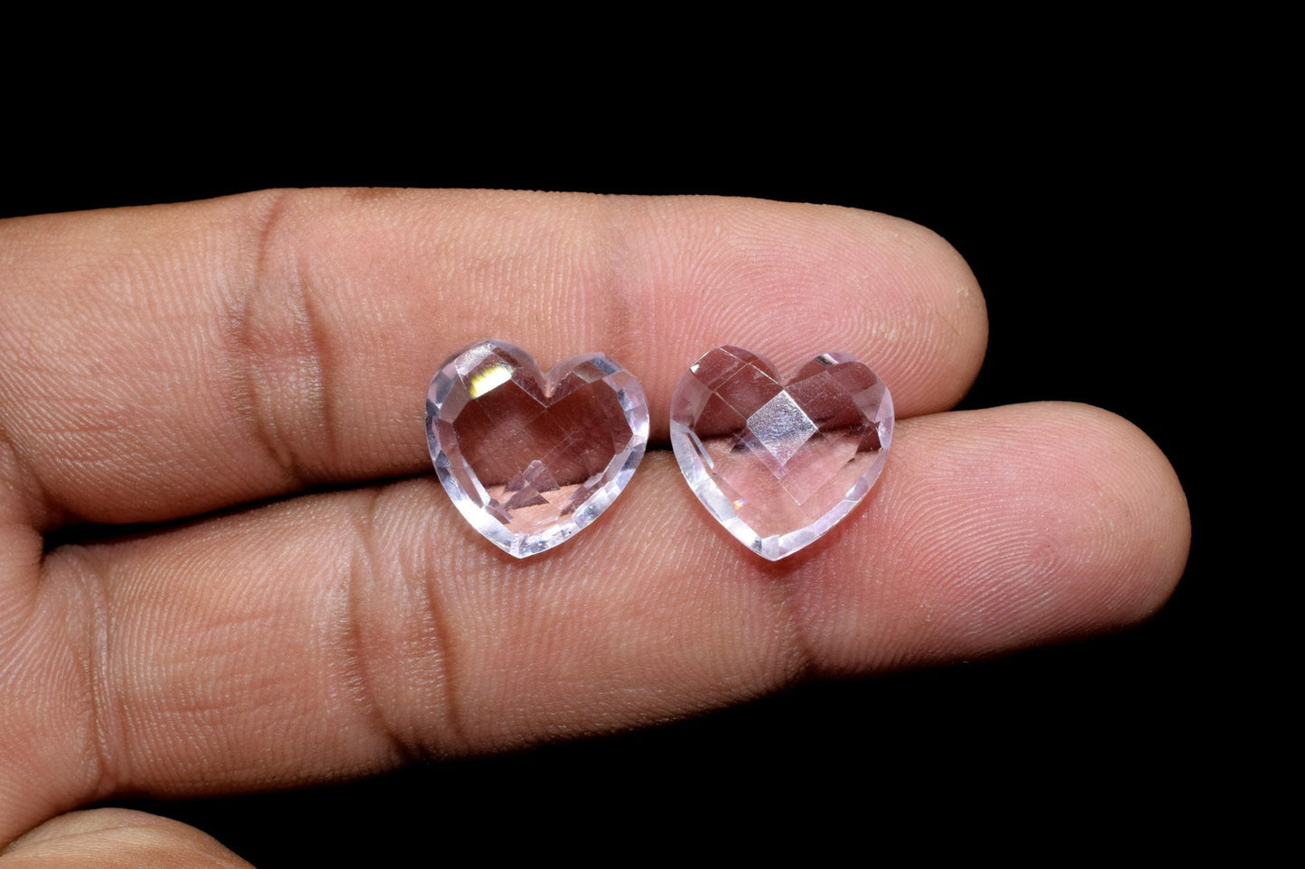 Pink Tourmaline Quartz,Faceted Heart Shape Briolettes 12mm,Loose Gemstone Fancy Beads,AAA Grade High Quality,Heart Shape Briolette Pair