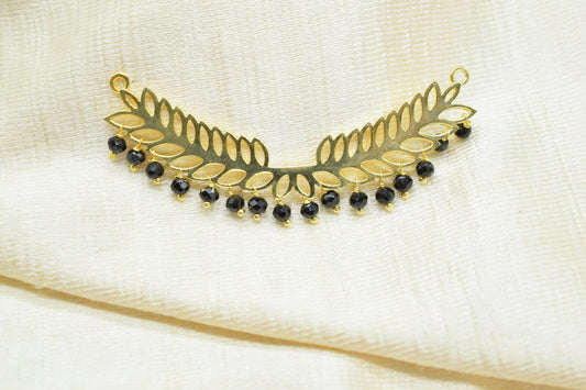 Black Onyx Beads Dangle Charms,Wedding Hair Vine Connectors,Gemstone Leaf Pendant Necklace,Component Leaf Charms,Handmade jewelry,Gift