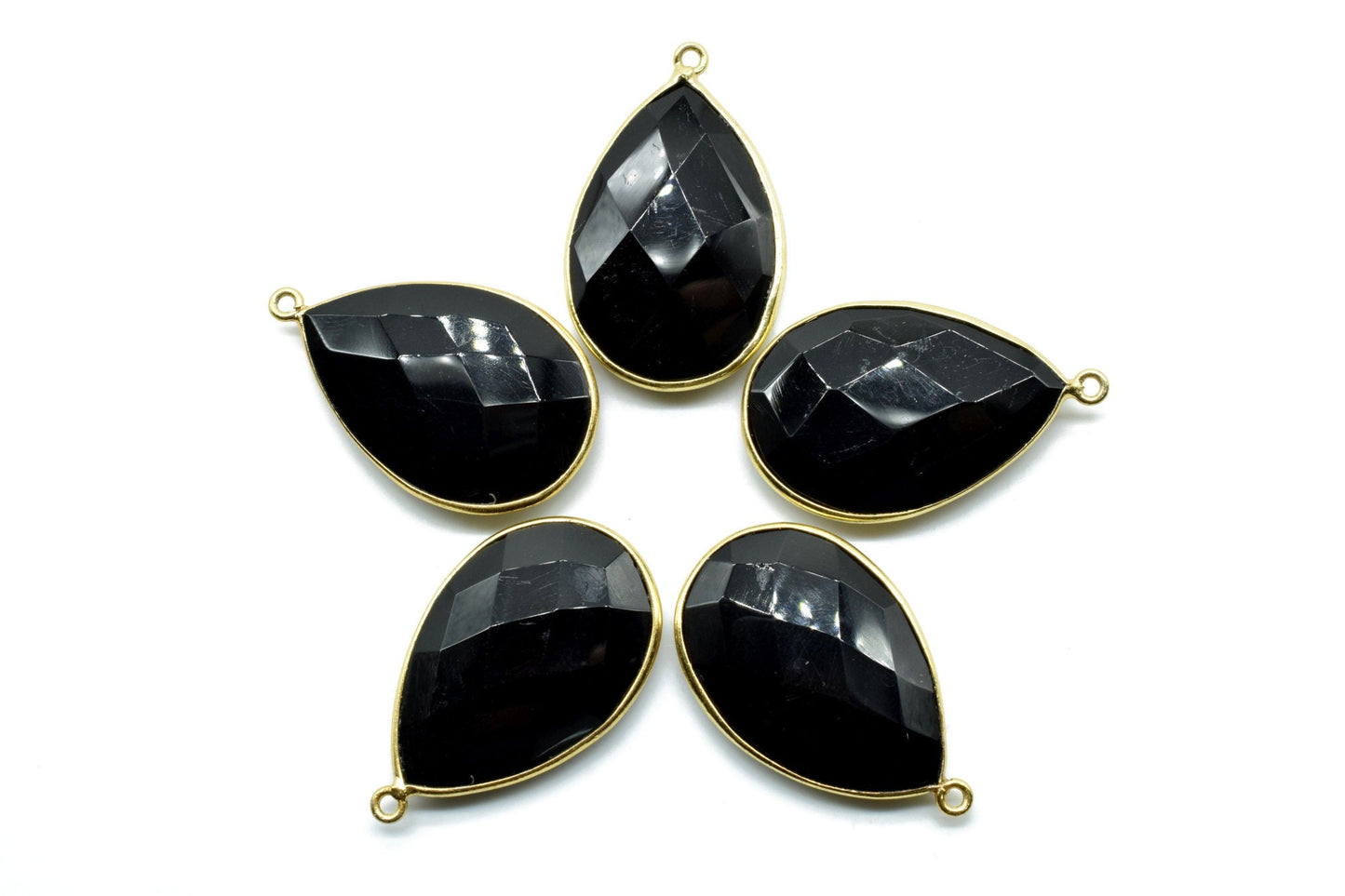Black onyx 20x30mm Pear Shape Single bail connectors,Black onyx Pendant,Black onyx Pear Gold Plated bezel,jewelry making charm,black onyx