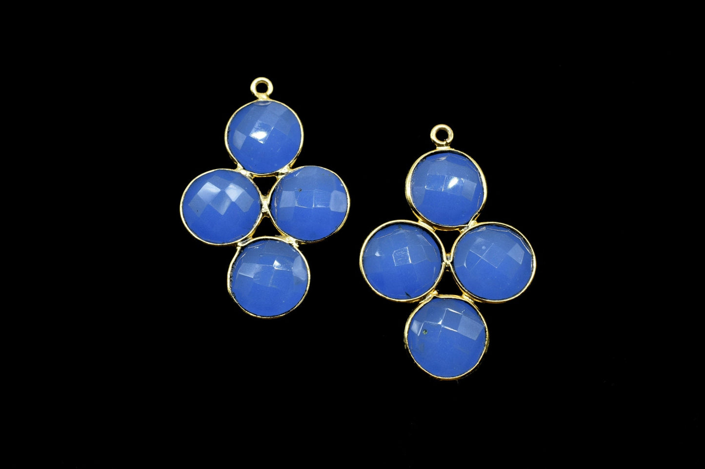 Blue Chalcedony Earring Component,Blue Chalcedony Attached Bezel,Blue Chalcedony Pendant,Attached Bezel Earring,Blue Chalcedony Earring,Gift