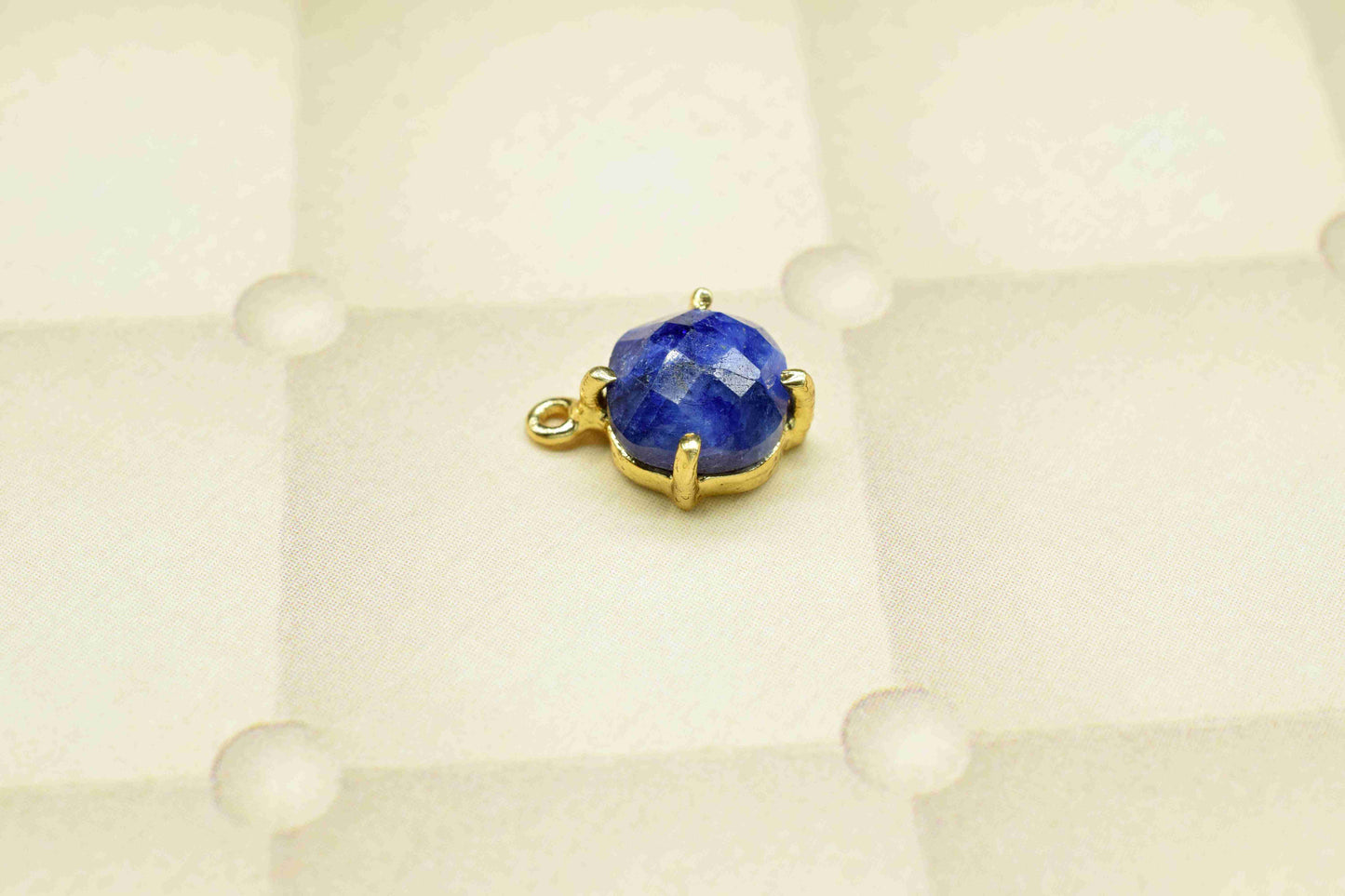 Blue Sapphire 8mm Square Shape Connector,Blue Sapphire Gold Plated Connector Jewelry,Blue Sapphire Component,Sapphire Single Bail Connectors