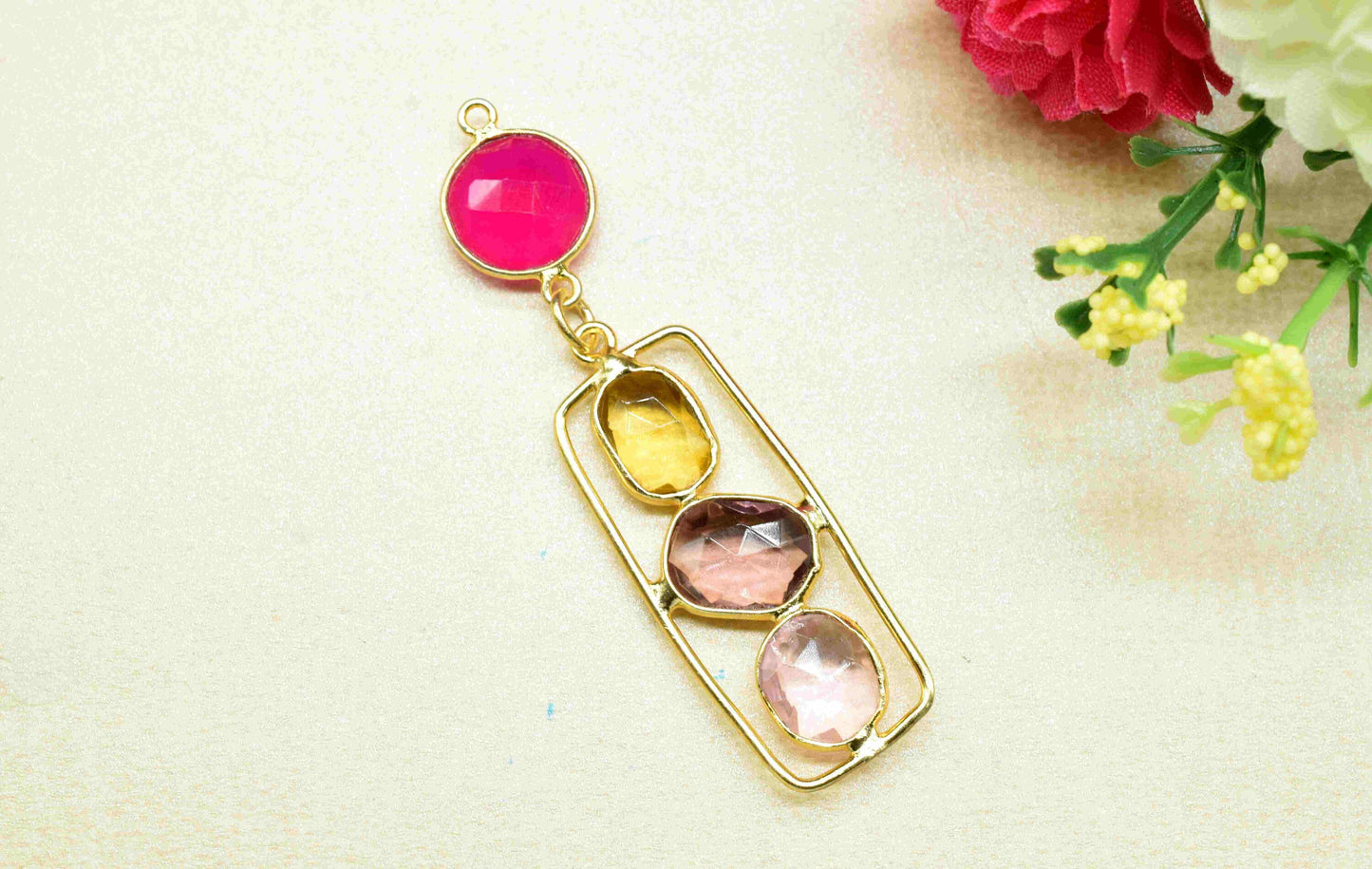 Multi Gemstone Component Pendants , Multi Stone Dangle Earrings , Earring Component Jewelry , Dangle pendant Charms , B'day Gift