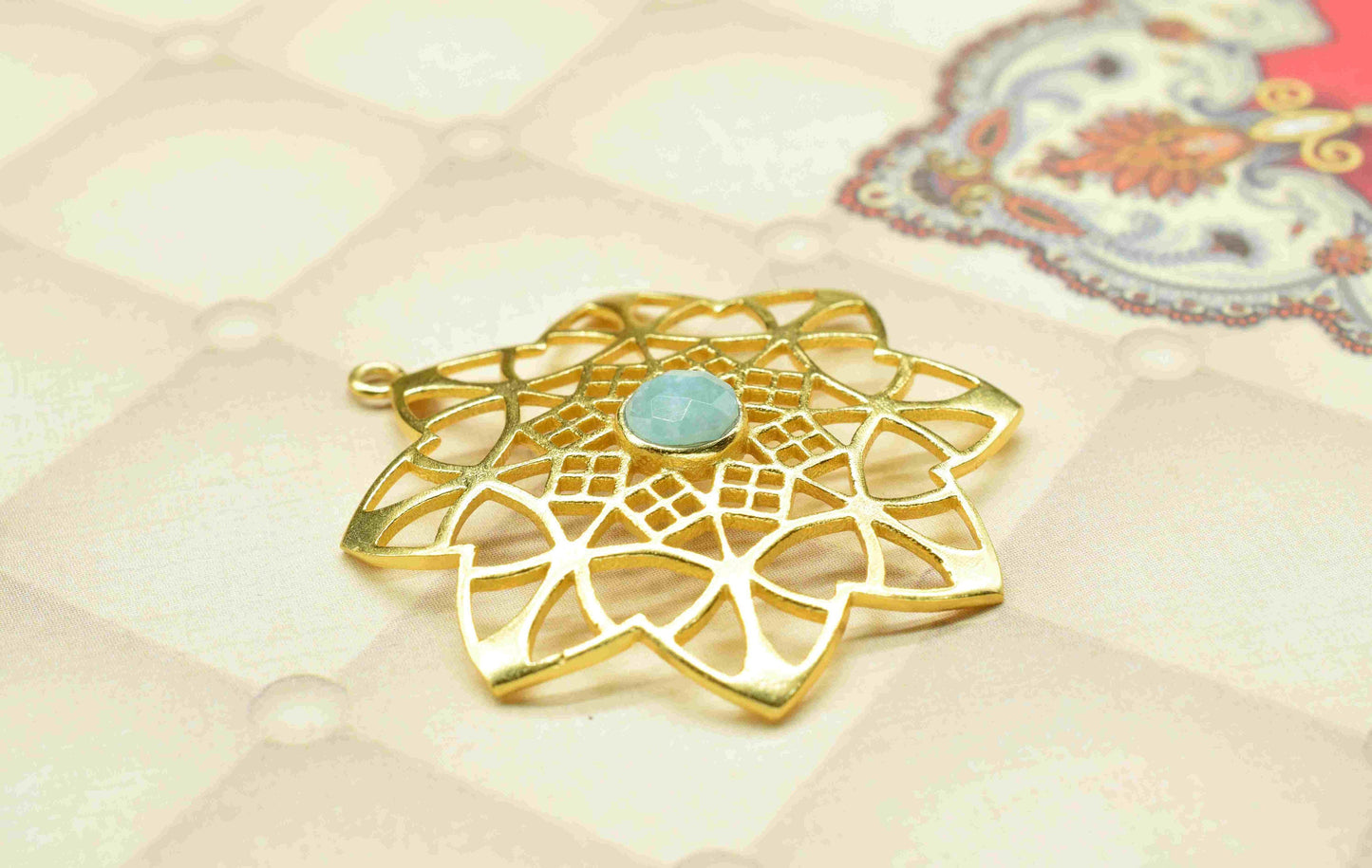 Amazonite Gemstone Component, Single Bail Charm, Amazonite Connector Pendant, Gold Plated Connectors ,Pendant Jewelry, Earring Component