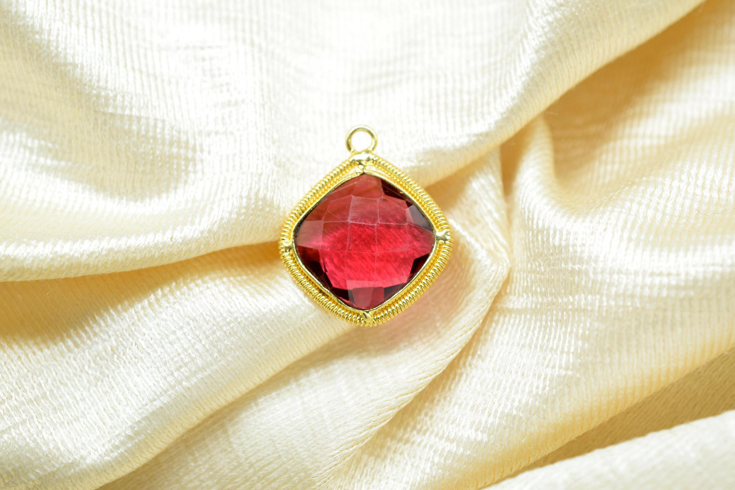 Pink Tourmaline 14mm Bezel Charms,Gemstone Cushion Bezel,Boho Pendant Charms,Single Loop Connector,Handmade Charm,Component Pendant Jewelry