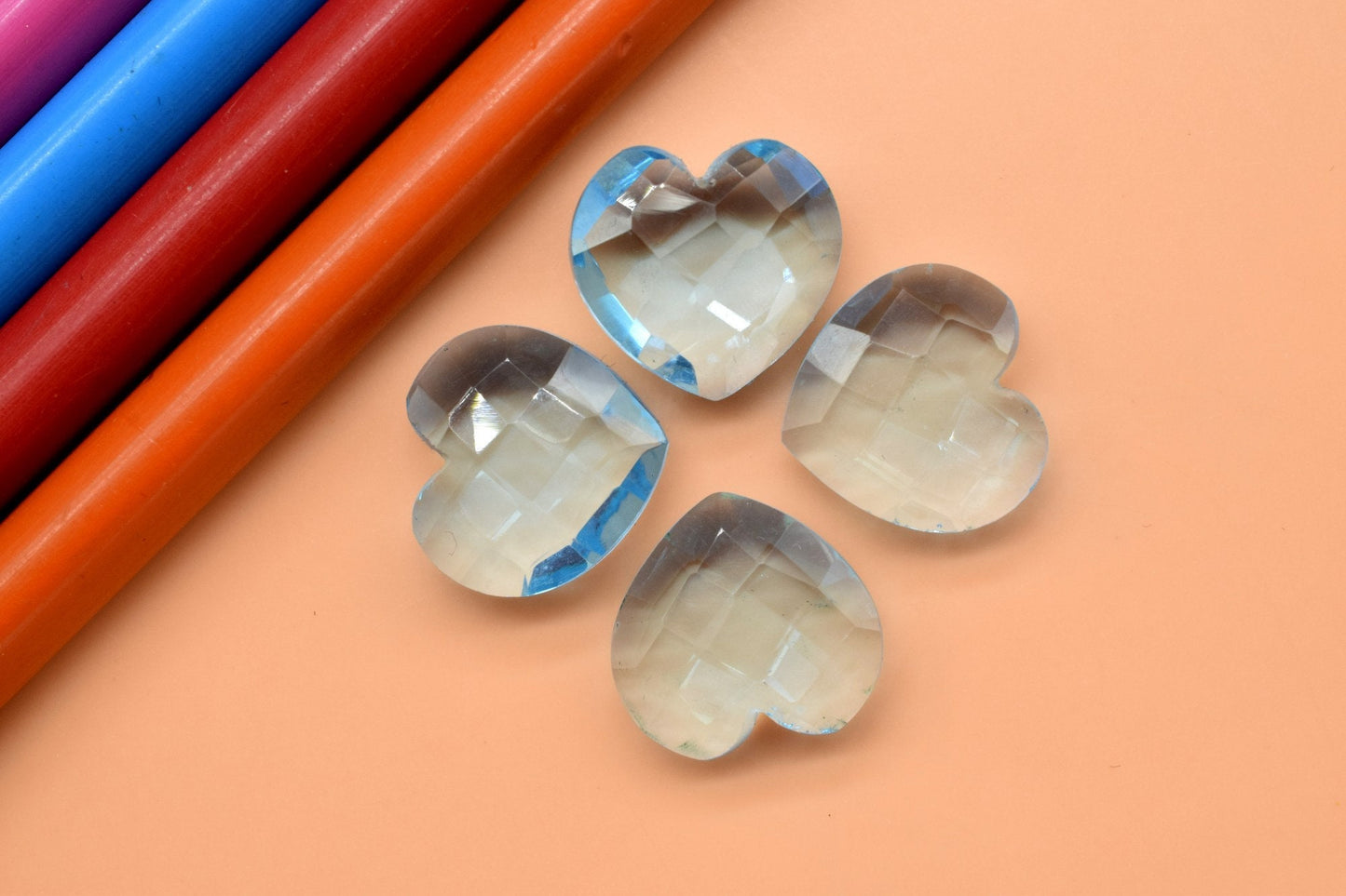 Beautiful Sky Blue Topaz Carved Heart Shape 14mm Drilled Beads Matching Pair, November Birthstone, Great Luster And Clarity,calibrated pair