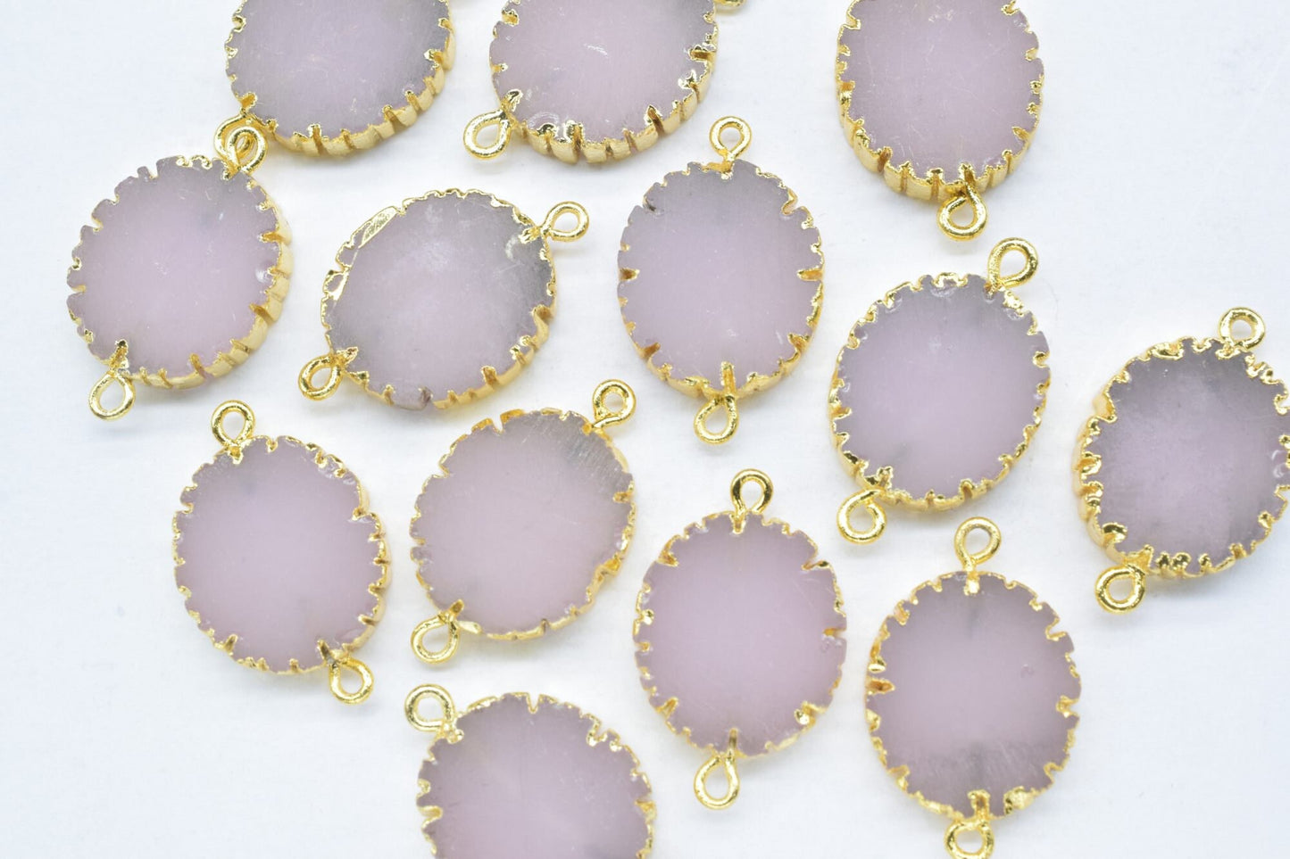 Rose Chalcedony Double Bail Connectors,Cabechon Pendant Charms,Handmade Pendant,Rose Quartz Jewelry,Oval Shape Pendants,Gemstone Component