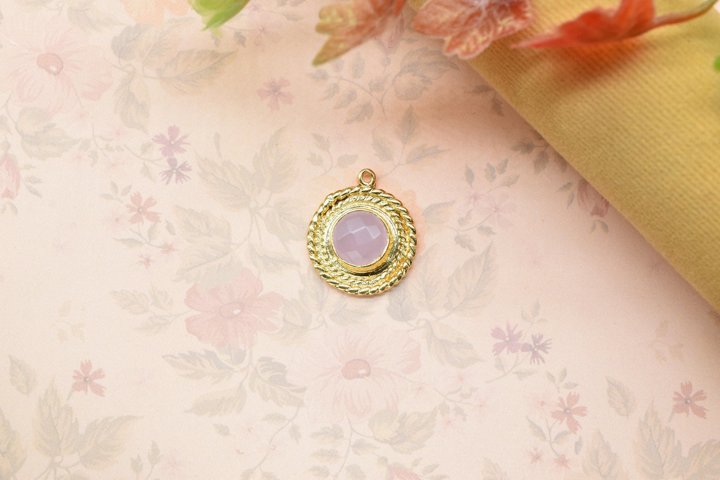 Circle Bezel Charm Pendants,Handmade Briolettes Pendant,Gemstone Beads Jewelry,Station Bezel Link,Craft Supplies,Single Bail Connectors,Gift