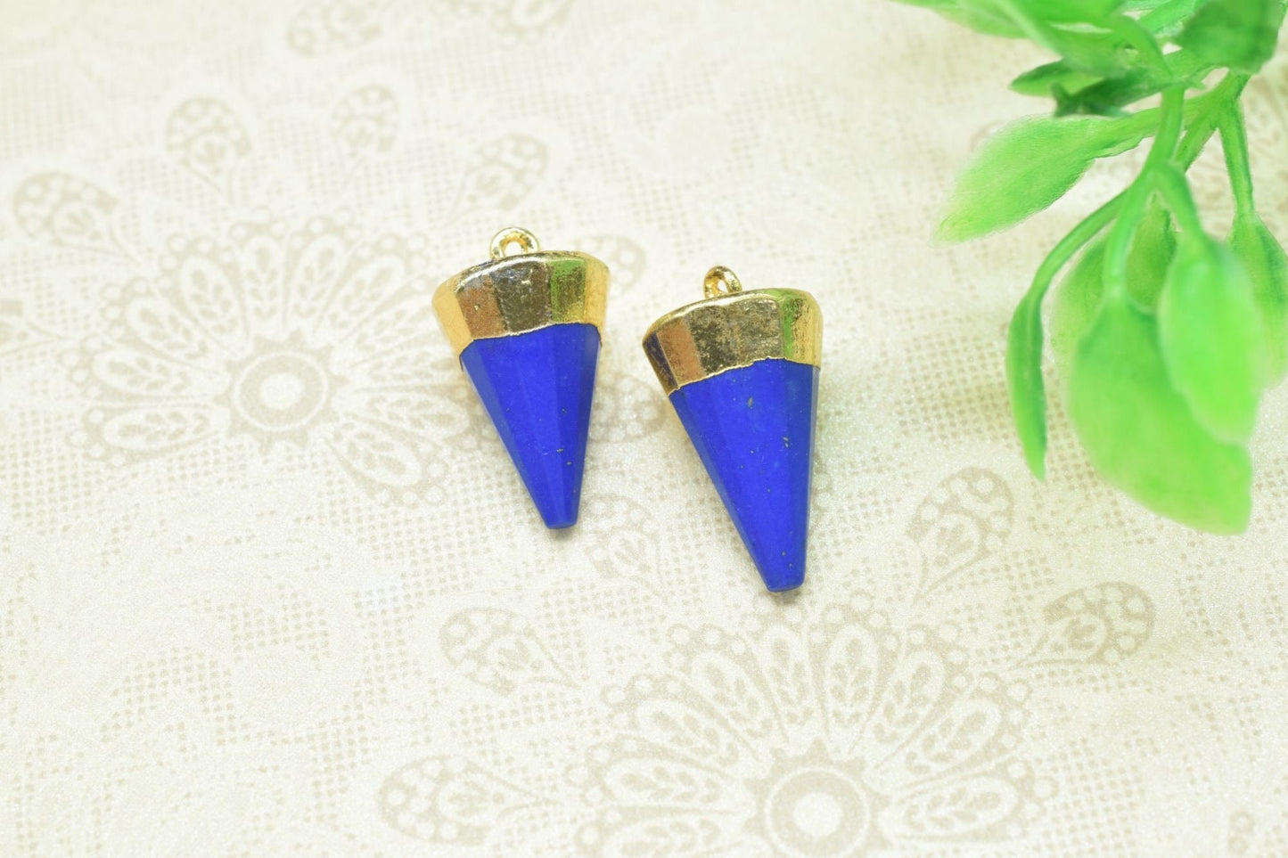 Lapis Lazuli Spike Point Pendant,Handmade Triangle Faceted Pointed Charm,Lapis Pendant Jewelry Making Supply,Gemstone Single Bail Connector