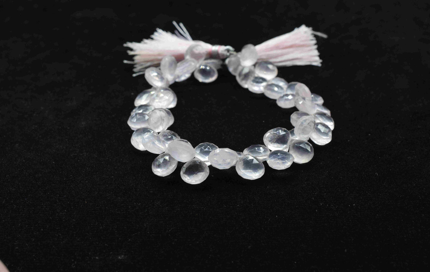 Natural Rose Quartz Heart Briolettes,Handmade Station Link,Strand Bead jewelry,Gemstone Heart Bead Necklace,Loose faceted Briolettes Jewelry