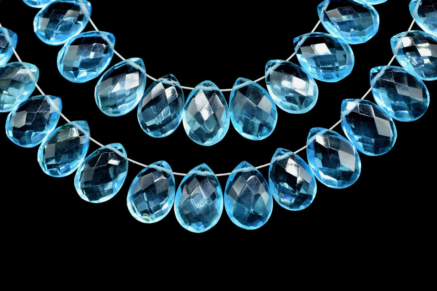 Sky Blue topaz Pear faceted Brioletes,8x12mm Pear Shape Briolettes Beads,9" Full Strand Sky Blue Topaz Beads,Finding Jewelry Supplies