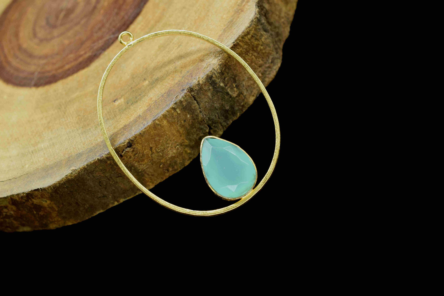 Aqua Chalcedony Gemstone Connector,Finding Oval Shape Pendant, Chalcedony 9x13mm Teardrop Earring, Finding Component Necklace,Aqua Jewellery