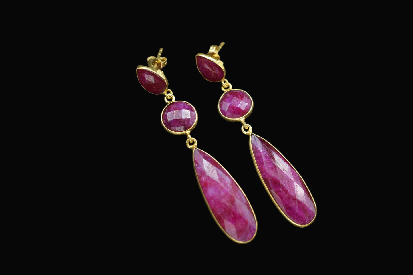 Natural Ruby Dangle Earring/Bridal Earring/Gold Plated Earring/Bridal Jewelry/Statement Earrings For Bridal/Women Jewelry/Bridesmaids Gifts