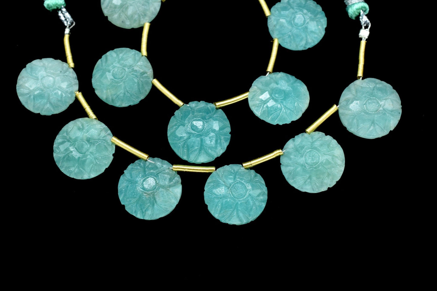Natural Amazonite 14mm Round Shape Carved Briolettes,Amazonite Gemstone Carved Beads for jewelry making,Amazonite Fancy Carved Briolettes