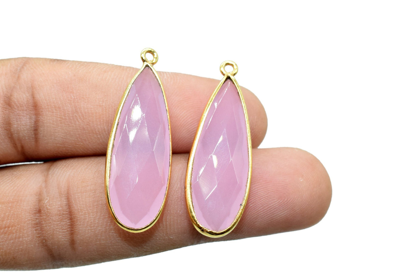 Pink Chalcedony 10x30mm Teardrop Charm,Chalcedony Single Bail Charm Pendant,Teardrop Pendant,Gemstone Charm,Gemstone Pendant,Dainty Charms
