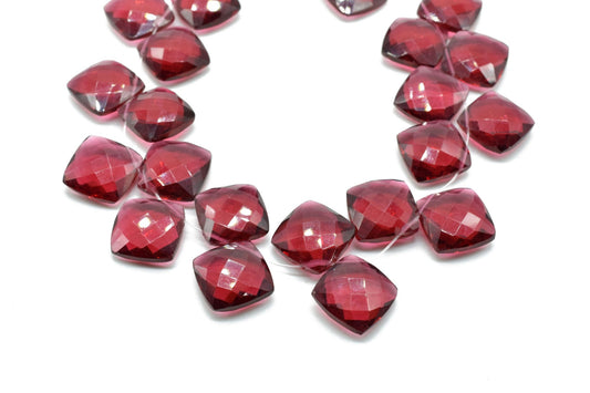 Pink Tourmaline Faceted Cushion Briolettes,Pink Tourmaline Square briolettes,Tourmaline Drill briolettes,Pink Tourmaline 14mm briolettes,