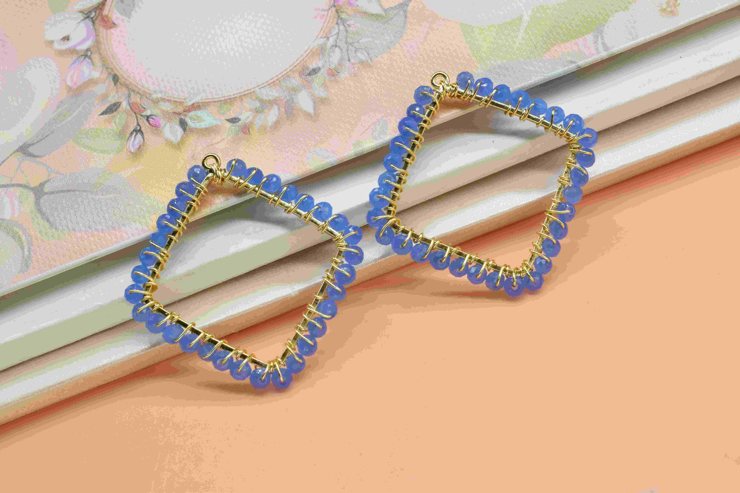 Aqua Quartz Wire Wrapped Dangle Connector, Gemstone Component, Finding Necklace Component Jewelry, Beaded Link Connector, Handmade Component