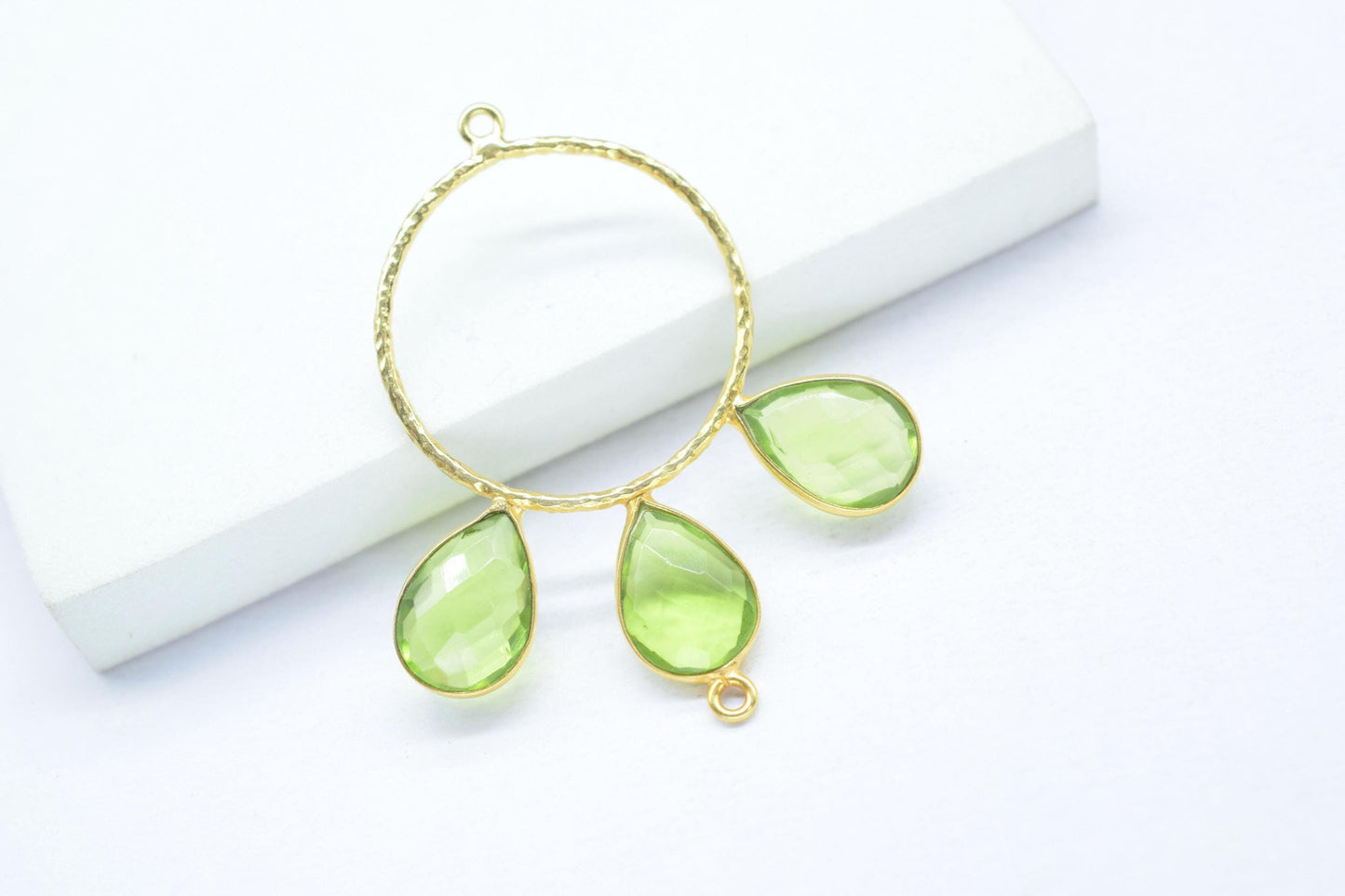 Peridot Gemstone Jewelry/Brass Connector Jewellery/Gold Plated Pendant/Handmade Jewellery/Double Bail Pendant/Gemstone Jewelry/B'day Gift