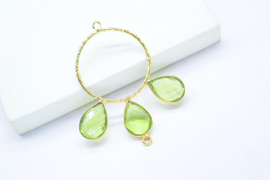 Peridot Gemstone Jewelry/Brass Connector Jewellery/Gold Plated Pendant/Handmade Jewellery/Double Bail Pendant/Gemstone Jewelry/B'day Gift