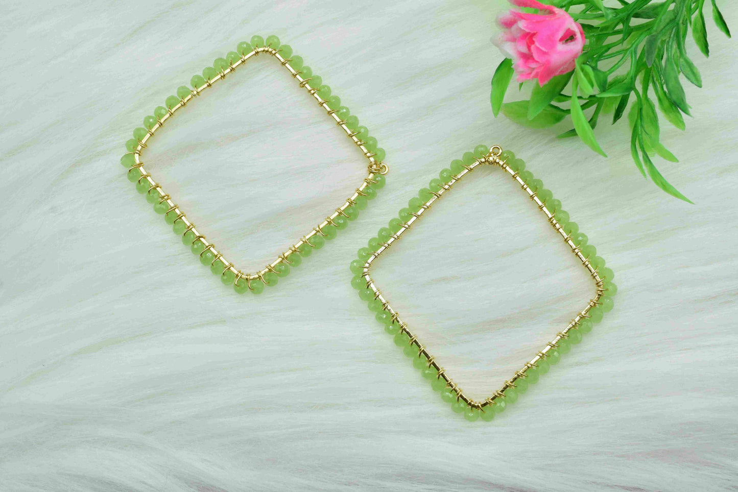 Prehnite Beaded Earring Connector,Gemstone Wire Wrapped Components,Dangle Earring Component,Finding Necklace,Pendant Jewelry Connectors,