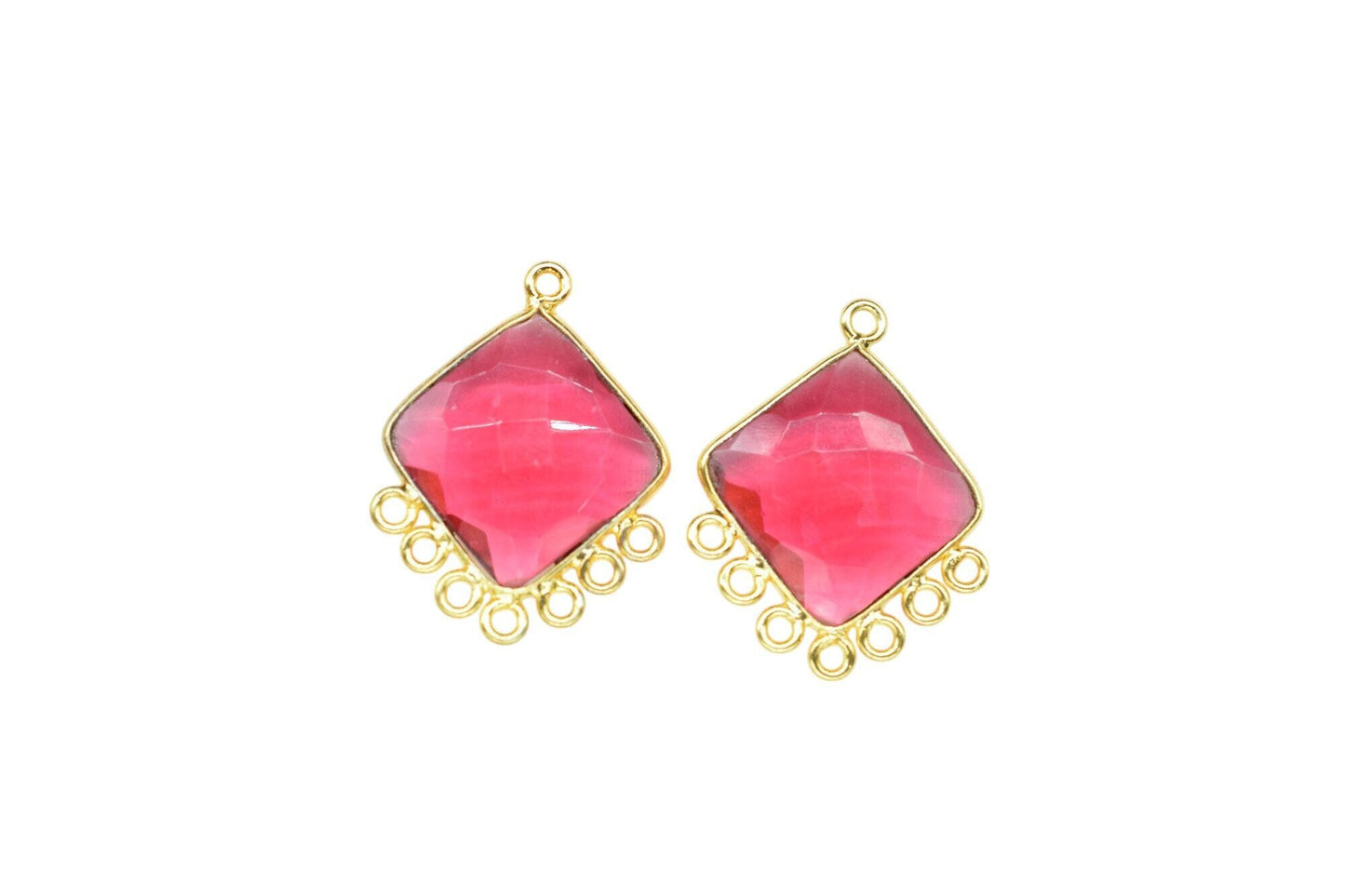 Pink Tourmaline 14mm Cushion Bezel Charm/Gemstone Single Bail/Component charm/Handmade Jewellery Connectors/Women Jewelry/Handmade Connector