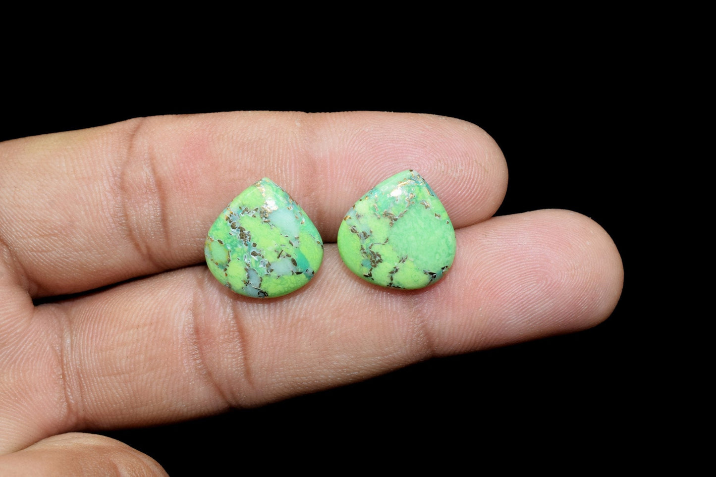 Green Copper Turquoise 14mm Heart Shape Briolettes Gemstones-Wholesale Green Copper Turquoise Heart Shaped Stones For Jewelry Making