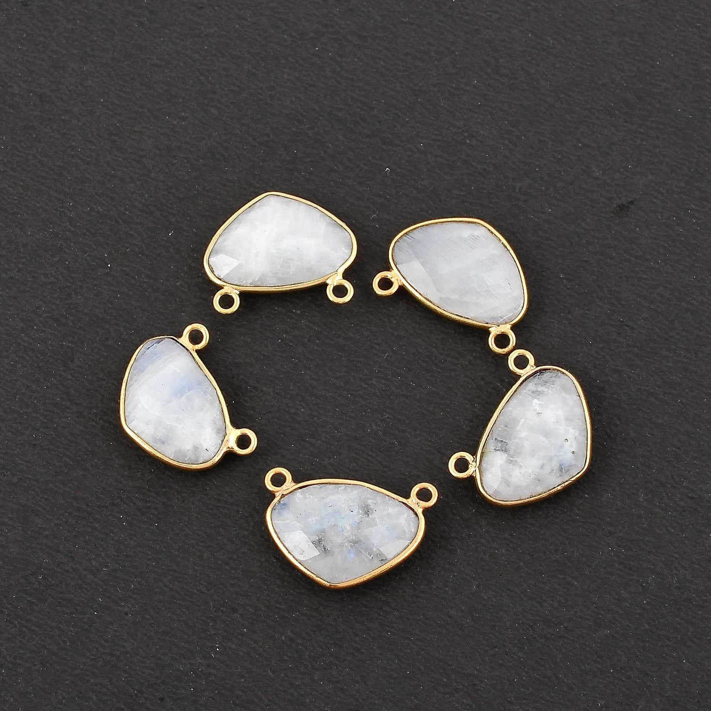Moonstone 10x15mm Bezel dual connector,Moonstone kidney Shape Gold Plated bezels,Moonstone Bezel,Vermeil Bezels,jewelry Gold Filled bezels