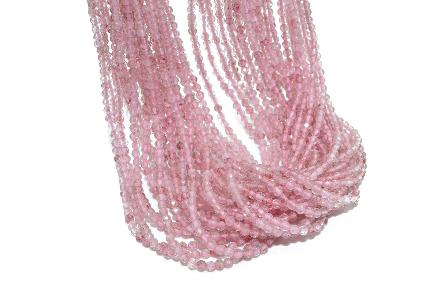 Pink STRAWBERRY beads,Quartz stone beads,2mm Faceted beads,jewelry making craft,Strawberry Quartz beads,pink beads strand,AAA Quality beads