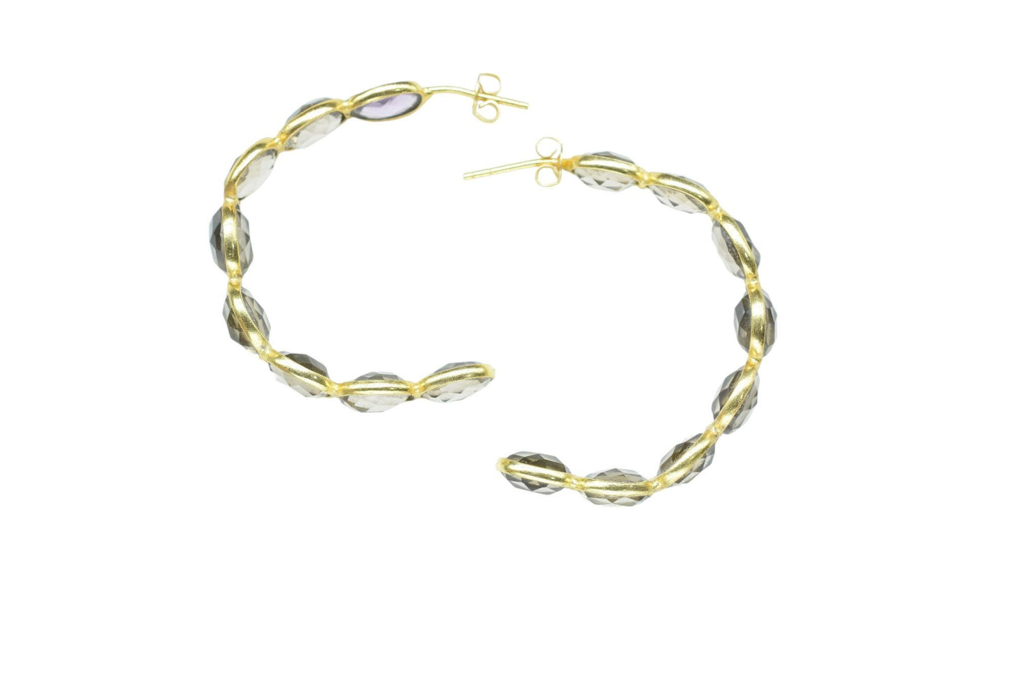 Amethyst Quartz Earring/Purple Gemstone Earring/Handmade Earring/Bridal Earring/Gold Plated Earring/Women Earring/Hoop Earring/B'day Gift