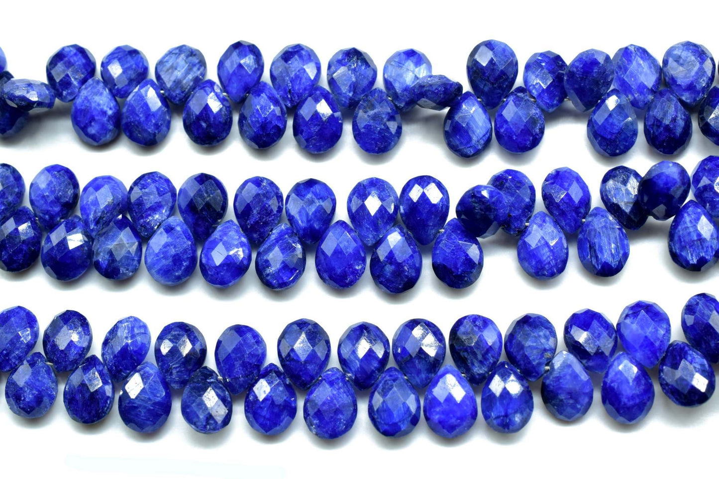 Blue Sapphire 6x8mm Pear Shape Briolette Faceted Beads,Blue Sapphire Teardrop Beads,Blue Sapphire Pear Shape Strand,Blue Sapphire Briolettes