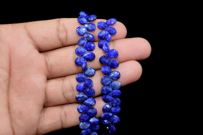 Blue Sapphire 6x8mm Pear Shape Briolette Faceted Beads,Blue Sapphire Teardrop Beads,Blue Sapphire Pear Shape Strand,Blue Sapphire Briolettes