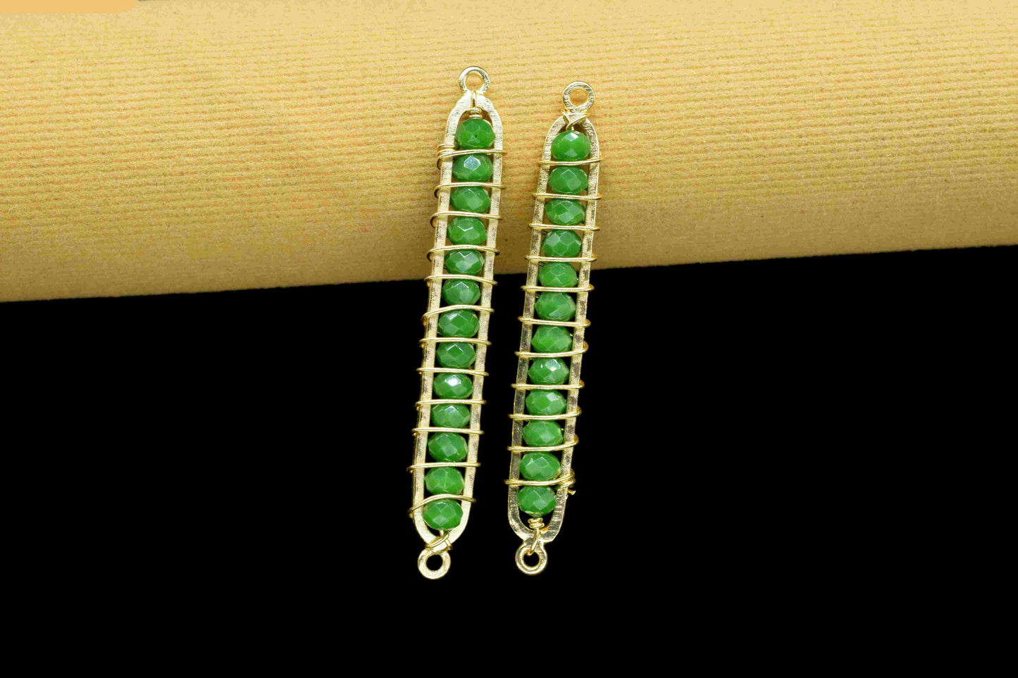 Emerald Beaded Bar Finding Connector, Gemstone Bar Pendant Necklace, Emerald Bar Bracelet,Beaded Bar Findings Component,Emerald jewelry,Gift