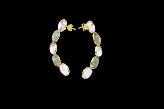 Pink Amethyst Earring/Bridal Jewelry/Handmade Earring/Gemstone Earring/Gold Plated Earring/Labradorite Earring/Labradorite Jewelry/Gift